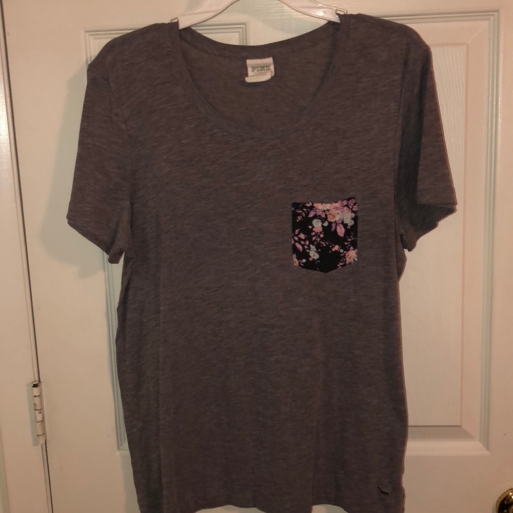 PINK: grey shirt
